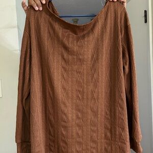 Brown Textured Knit Sweater with matching pants